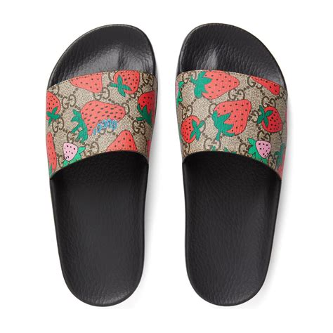 gucci women's rubber slide|gucci slides women strawberry.